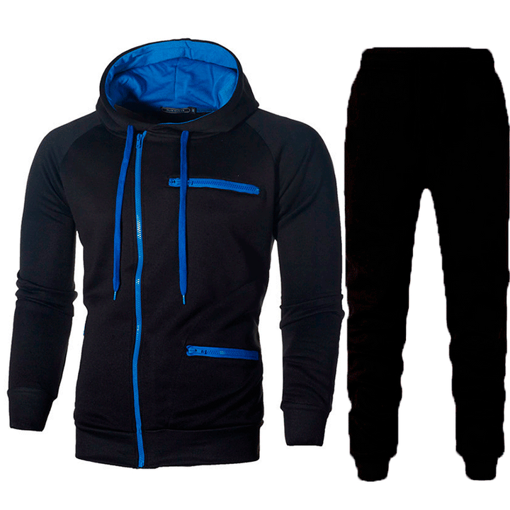 Men's athletic outfit hoodie and jogger pants with modern zippered pockets Lune London