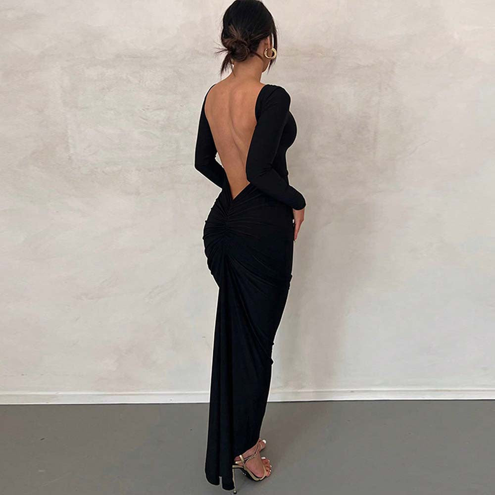 Robe maxi femme avec ouverture élégante au dos et coupe ajustée Chic & Stil