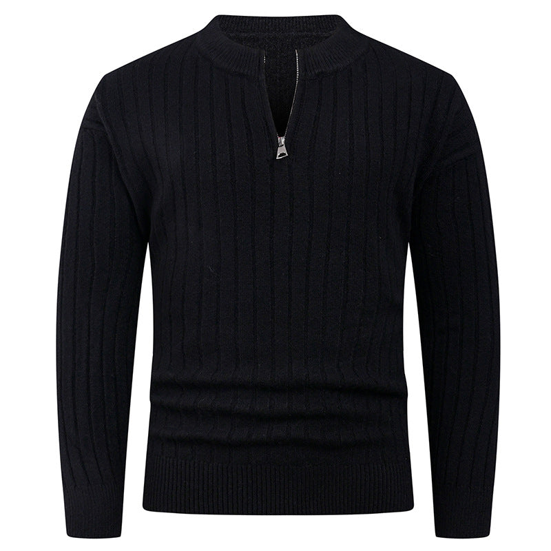Knit sweater for men with high collar and modern zip Lune London