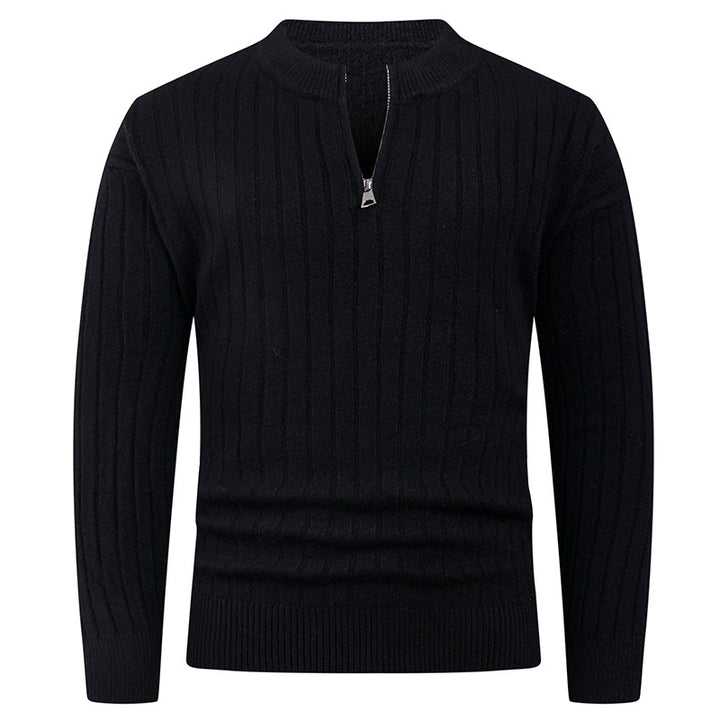 Knit sweater for men with high collar and modern zip Lune London