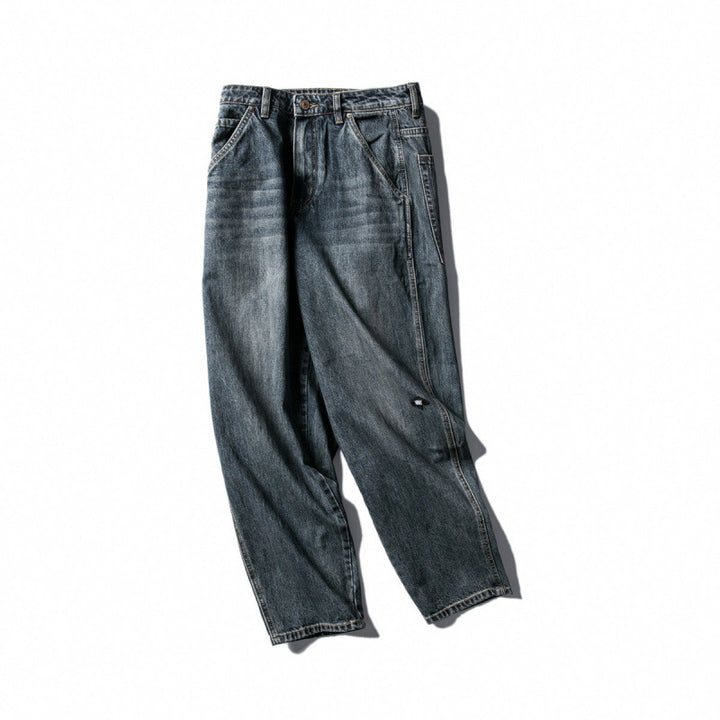Men's Wide Baggy Jeans made of robust denim with a high waist and used wash Amarae