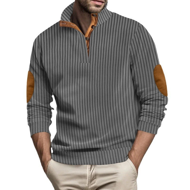 Quilted pullover for men with textured design and contrasting patches Lune London