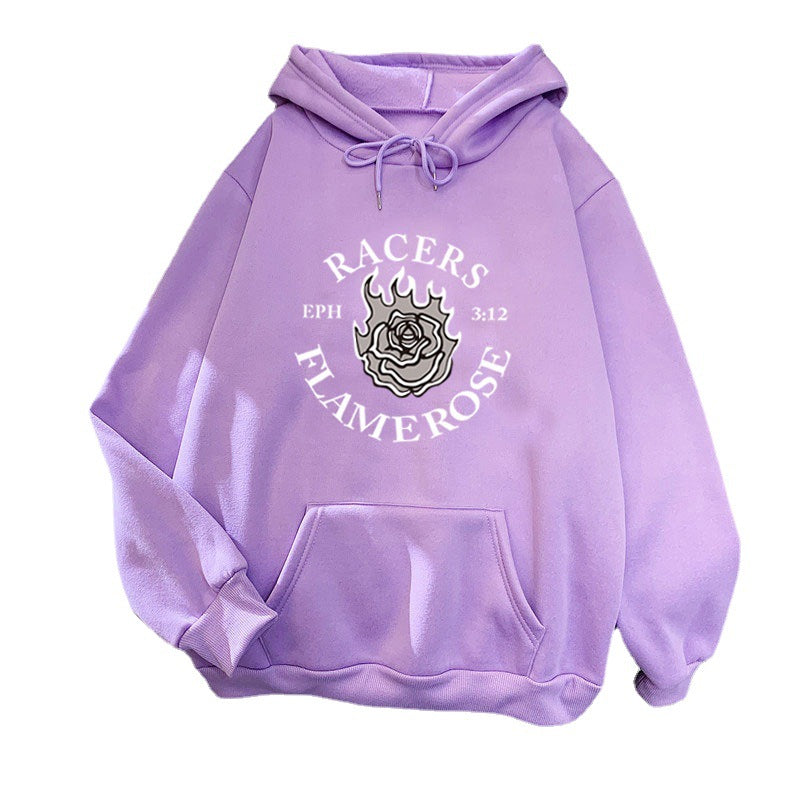 Women's hoodie with creative Flame Rose design Chic & Style