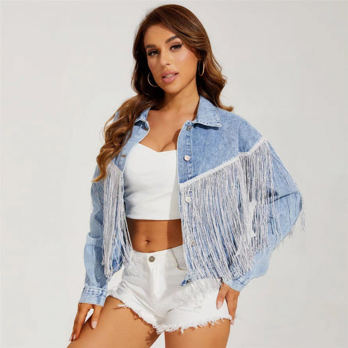 Veste en jean pour femmes avec design effiloché Chic & Stil