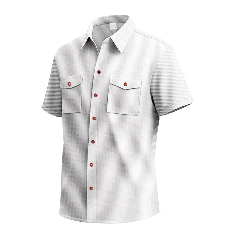 Short sleeve shirt for men with a practical striped pattern and two chest pockets Amarae