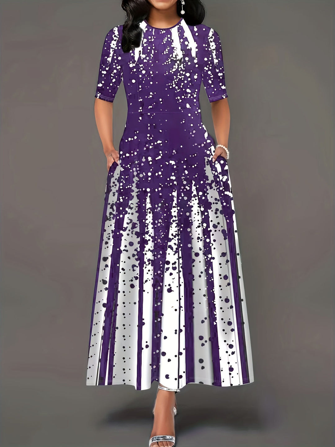Maxi dress for women with creative splash pattern Lune London