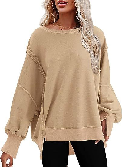 Ladies casual sweatshirt with puff sleeves and side slits Lune London