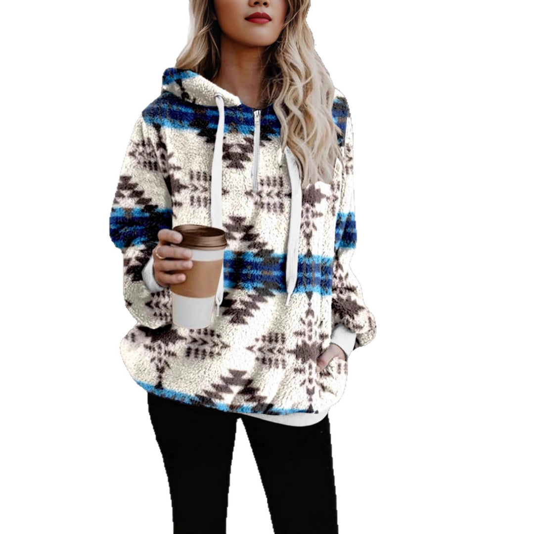 Women's cozy hooded sweatshirt with trendy geometric pattern Lune London