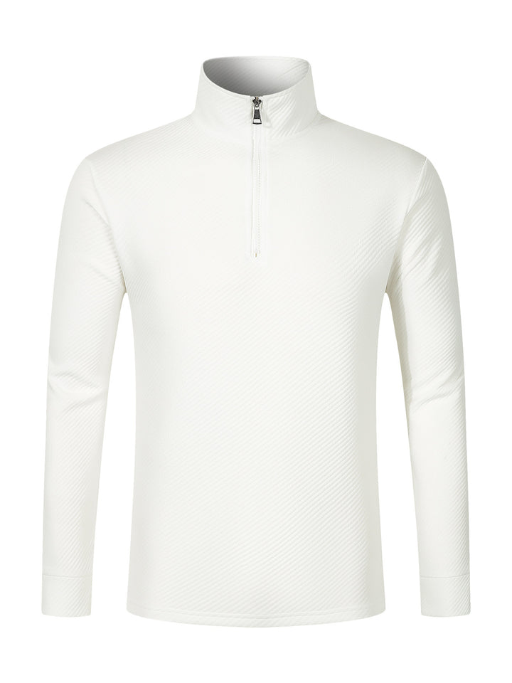 Functional long sleeve pullover for men with half-zip and innovative structural design Lune London