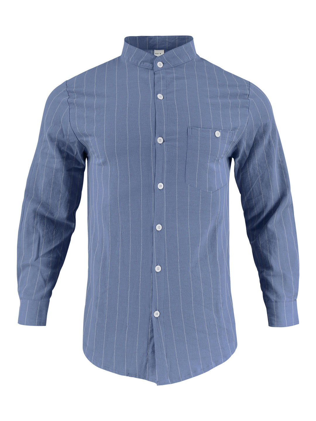 Men's long sleeve shirt with modern stand-up collar and fine striped pattern Lune London