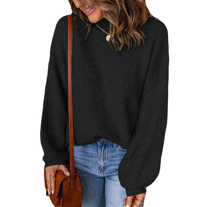 Oversized sweater for women with textured pattern and high collar Lune London