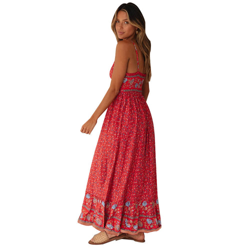 Maxi dress for women with floral pattern and delicate spaghetti strap design Amarae