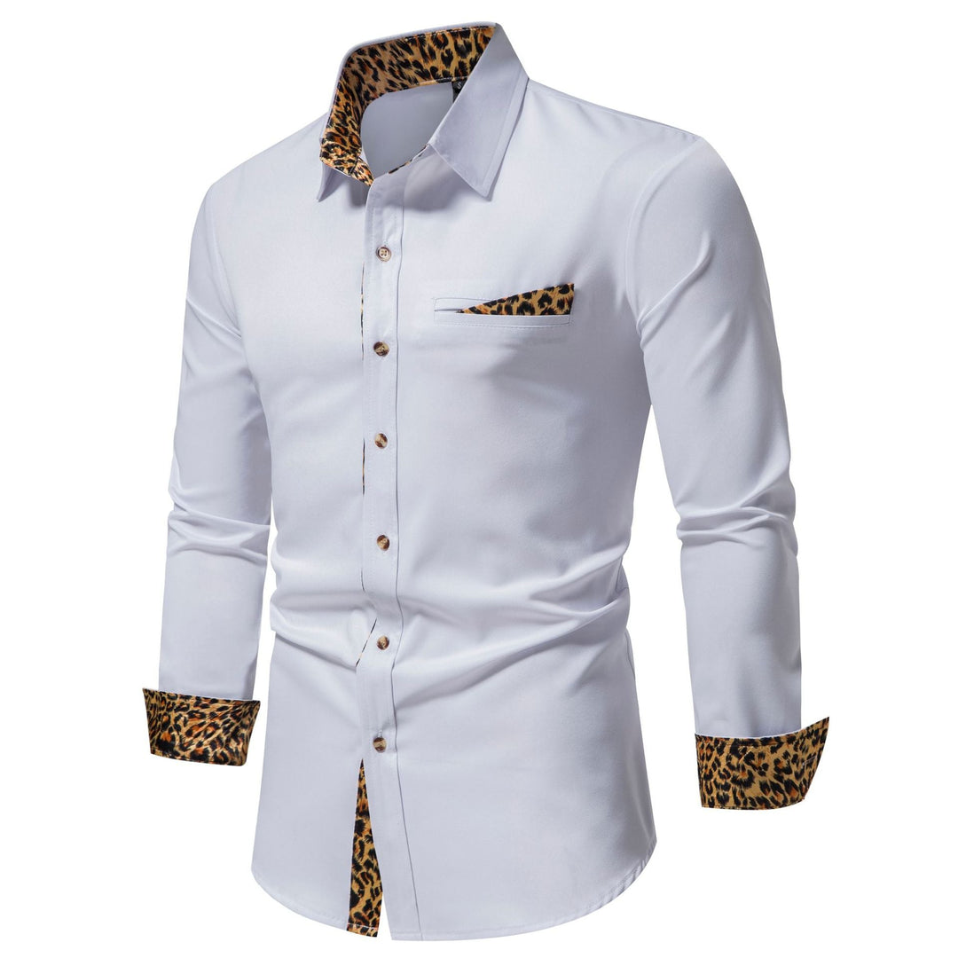Men's Elegant Long-Sleeve Shirt with Leopard Print Amarae