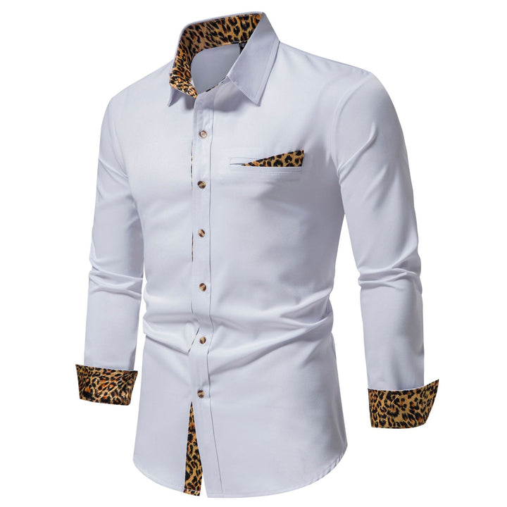 Men's Elegant Long-Sleeve Shirt with Leopard Print Amarae