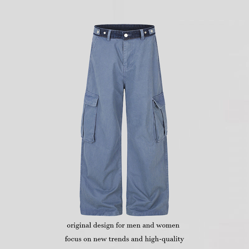 Women's Wide Cargo Palazzo Pants with Large Flap Pockets and High Waist Amarae