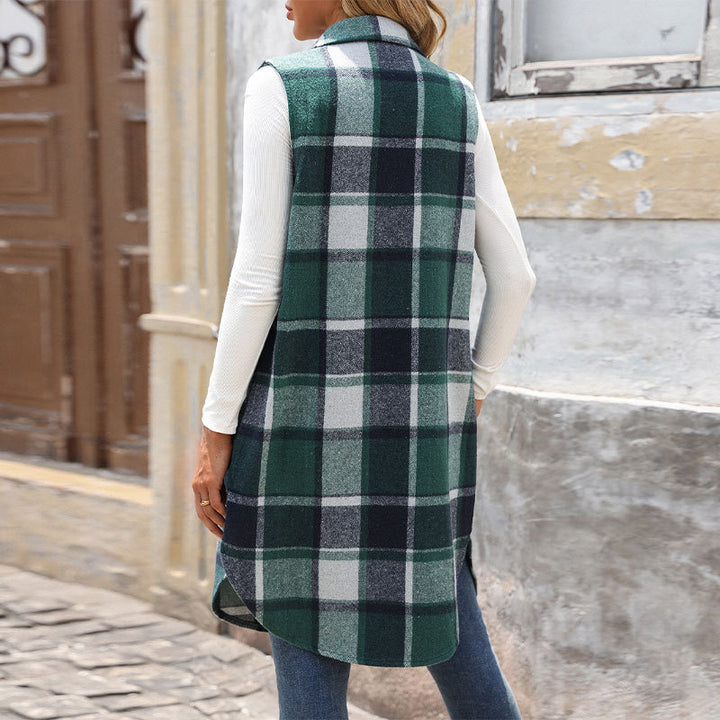 Ladies Long Square Cardigan with Buttons and Practical Pockets Lune London