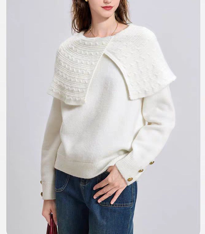 Pull élégant pour femmes en vert forêt avec col texturé de haute qualité Chic & Stil