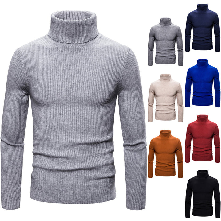 Men's knitted turtleneck sweater with ribbed structure Lune London