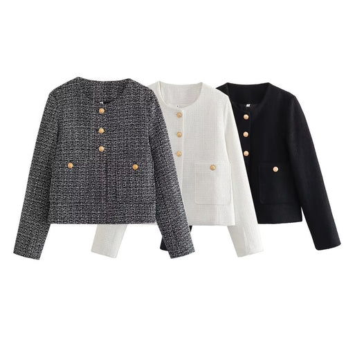 Short tweed jacket for women with decorative buttons Amarae