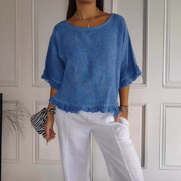 Casual blouse for women with gathered trim Lune London