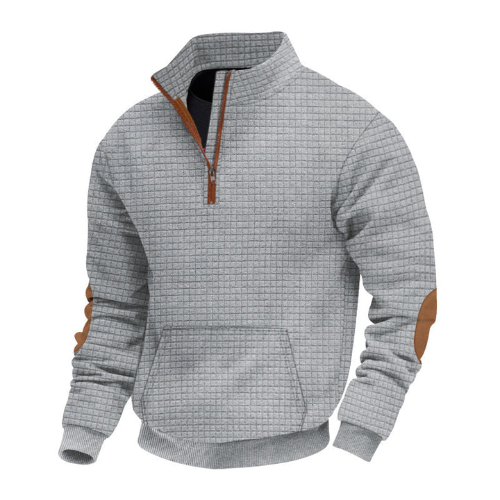 Fleece sweater with high collar for men with practical zipper Lune London