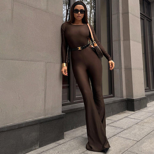 Ladies fitted jumpsuit with open back and wide leg Amarae