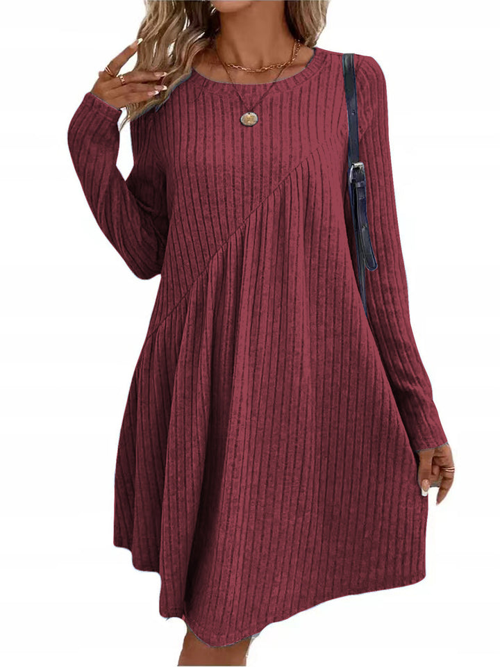 Casual knitted dress for women with long sleeves and asymmetrical hem Lune London