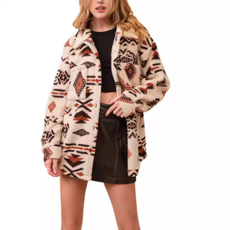 Soft overshirt jacket for women with ethnic design Amarae