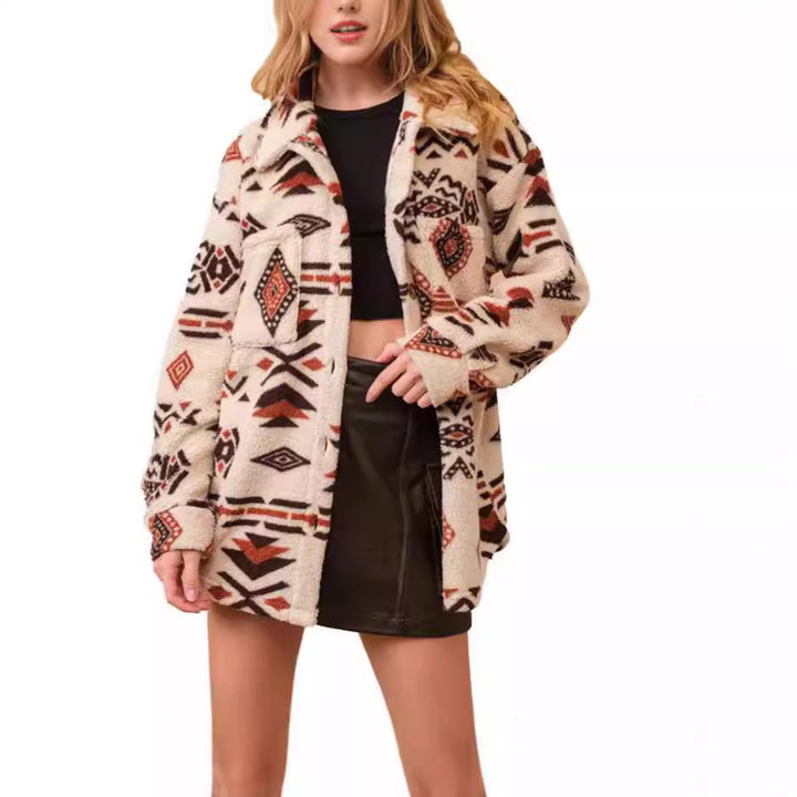 Soft overshirt jacket for women with ethnic design Amarae