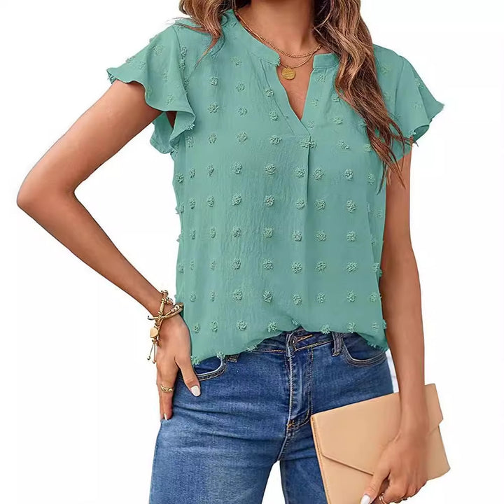 Women short top with short sleeves textured Lune London