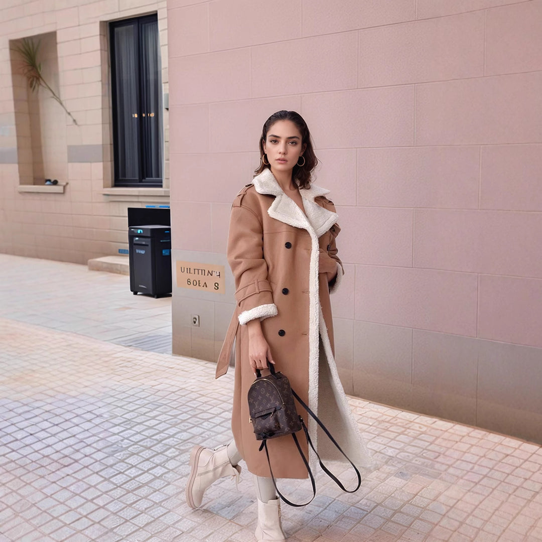 Ladies Oversized Luxurious Coat with Soft Fleece Lining Lune London