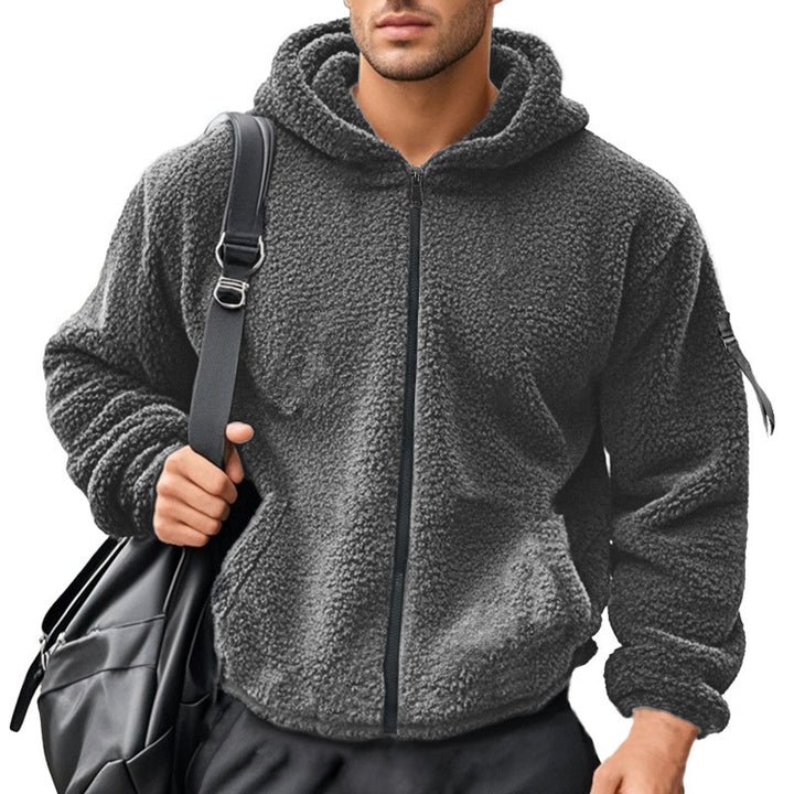Cozy fleece jacket for men with hood Lune London