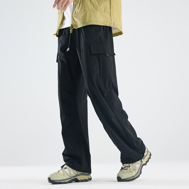 Men's Wide Tech Cargo Pants with Utility Pockets and Adjustable Waist Amarae