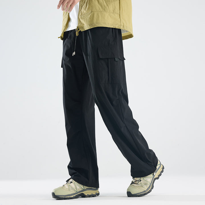 Men's Wide Tech Cargo Pants with Utility Pockets and Adjustable Waist Amarae