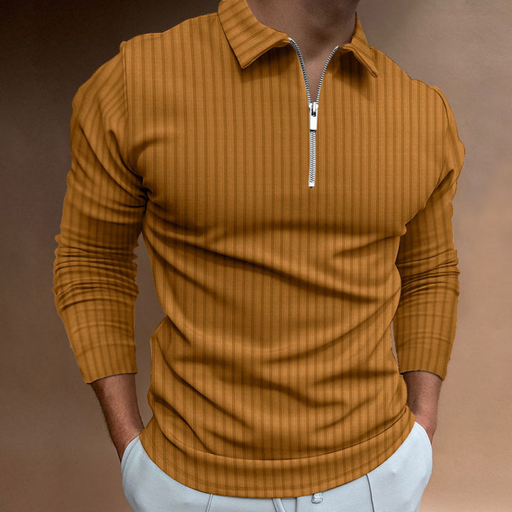 Long sleeve polo shirt for men with zipper Lune London