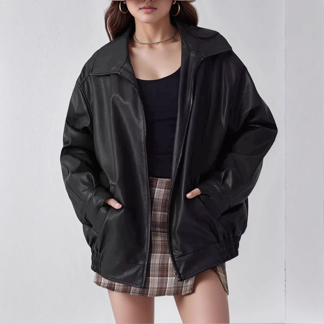 Trendy oversized faux leather women's jacket Lune London