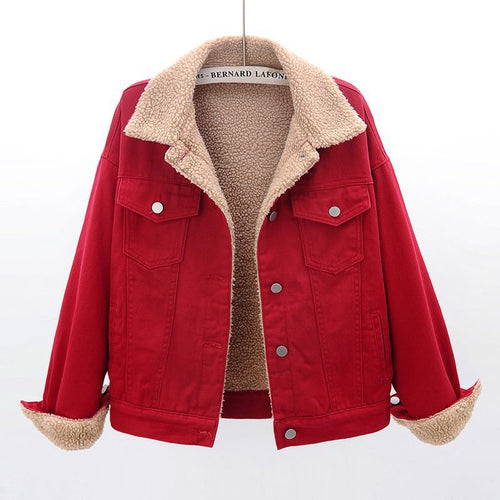 Women's denim jacket with warm inner lining and practical chest pockets Amarae