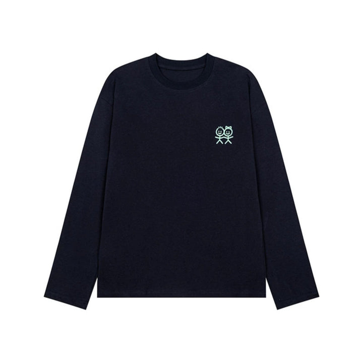 Unisex Long Sleeve Cotton Shirt with Minimalist Friendship Embroidery Amarae