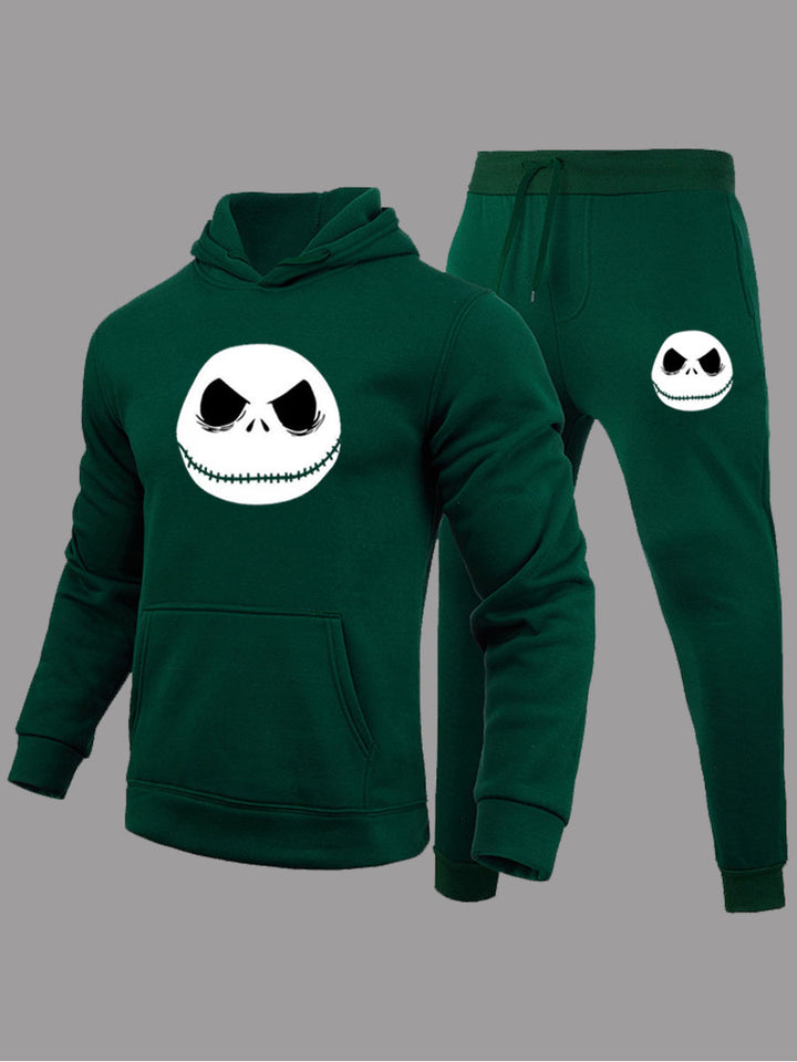 Women's sporty hoodie and jogger pants set with Jack Skellington pattern Lune London