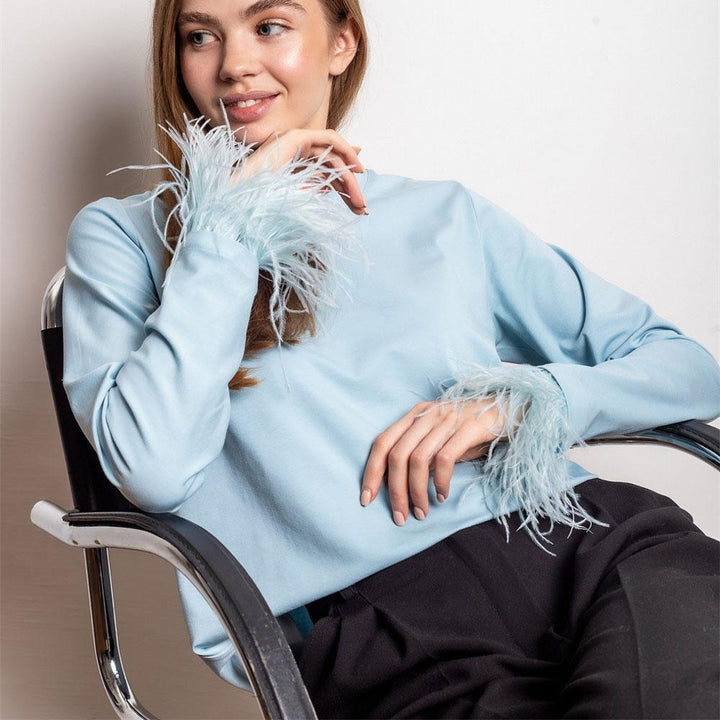 Women's sweatshirt with elegant feather details Lune London