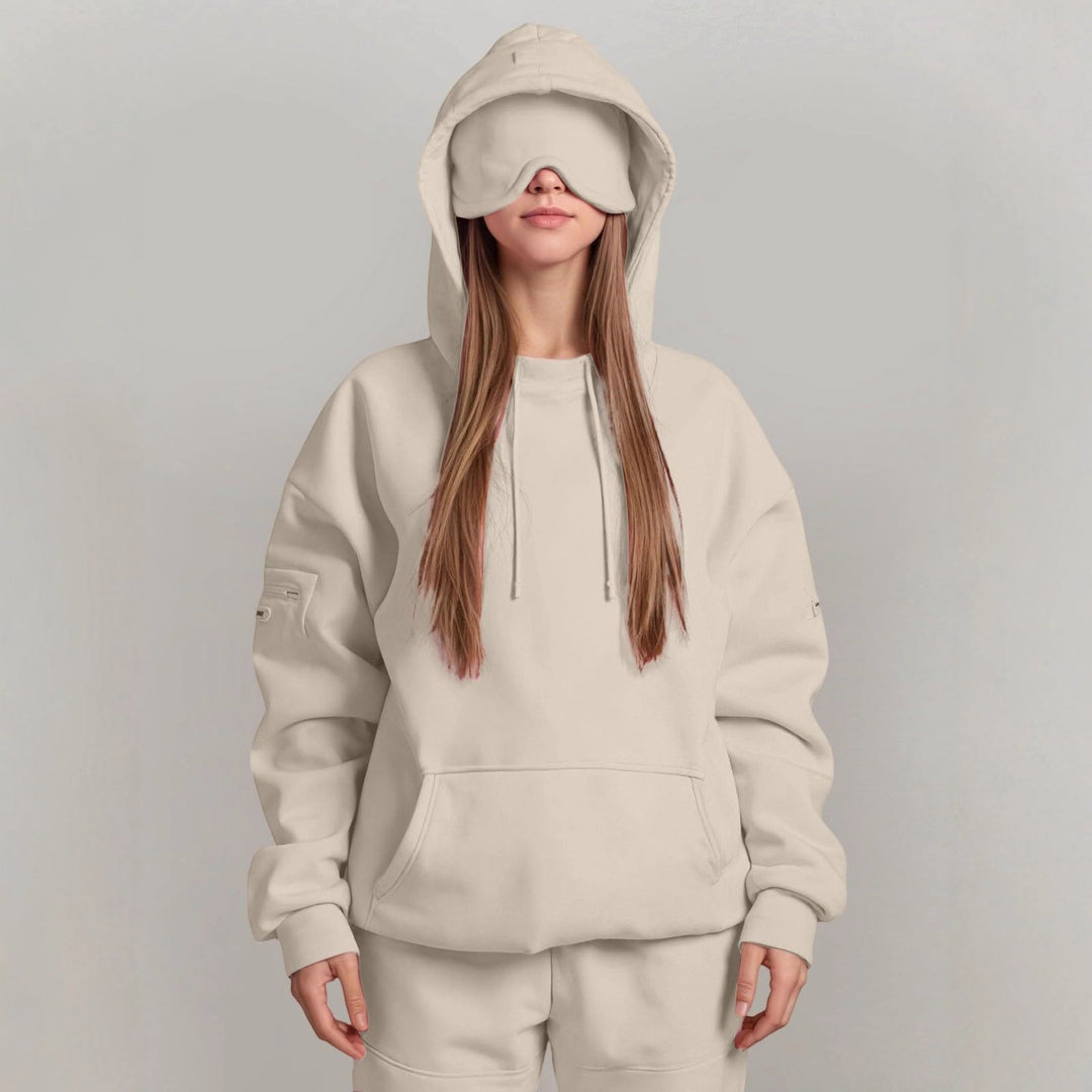 Ladies oversized cozy hoodie with integrated eye mask Lune London