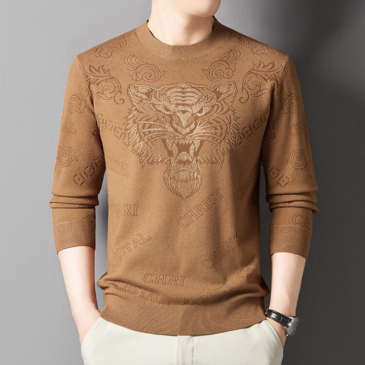 Knitted sweater for men with a unique lion pattern Lune London