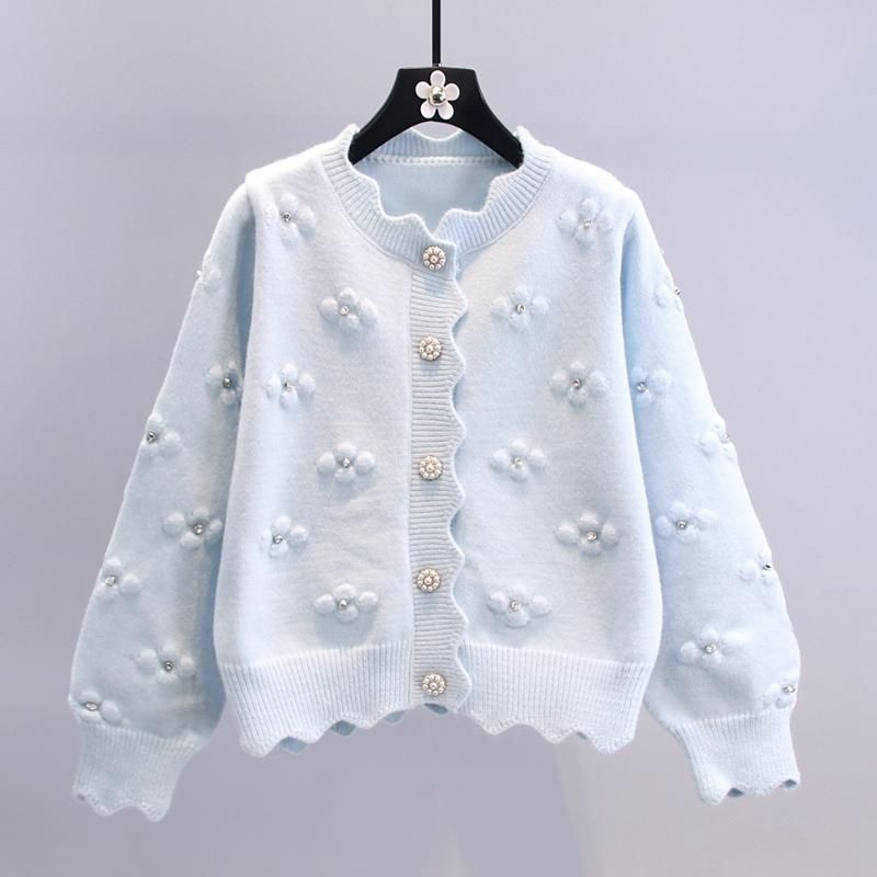 Elegant knitted jacket for women with floral pattern Lune London