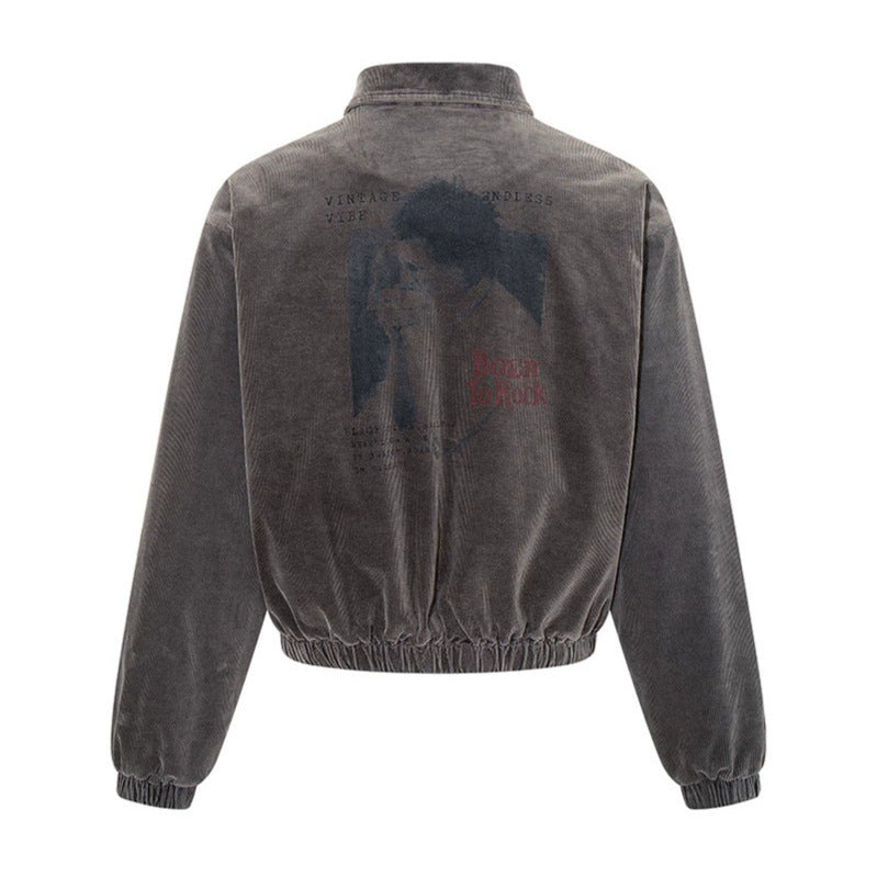 Men's corduroy blouson jacket with zipper, elastic hem, and chest piping Amarae