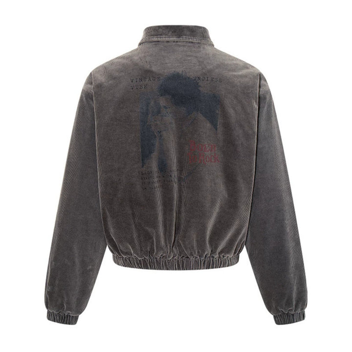 Men's corduroy blouson jacket with zipper, elastic hem, and chest piping Amarae