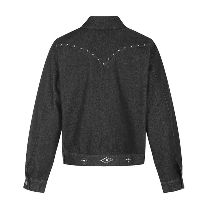 Ladies short trucker jacket made of canvas with decorative eyelets, snap button front and flap pockets Amarae