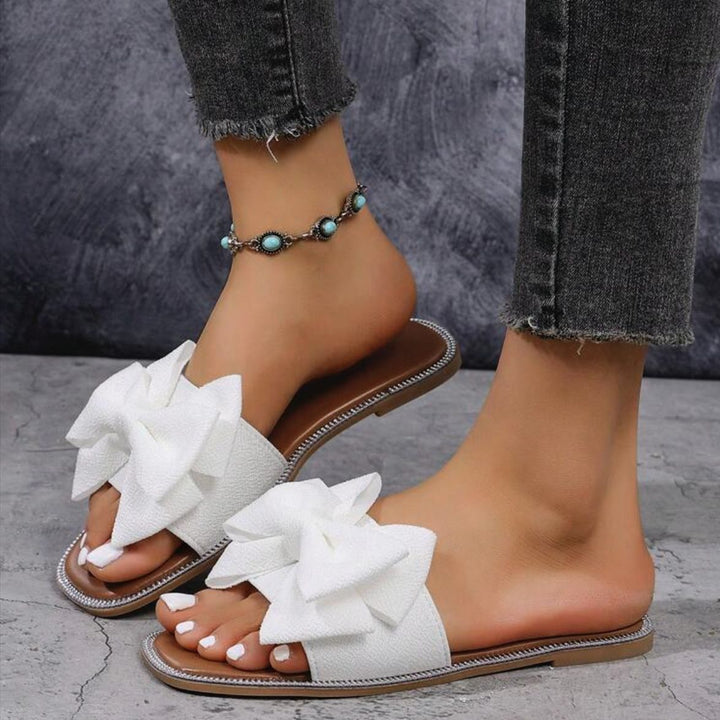 Lune London Women's Slide Sandals with Bow Accent