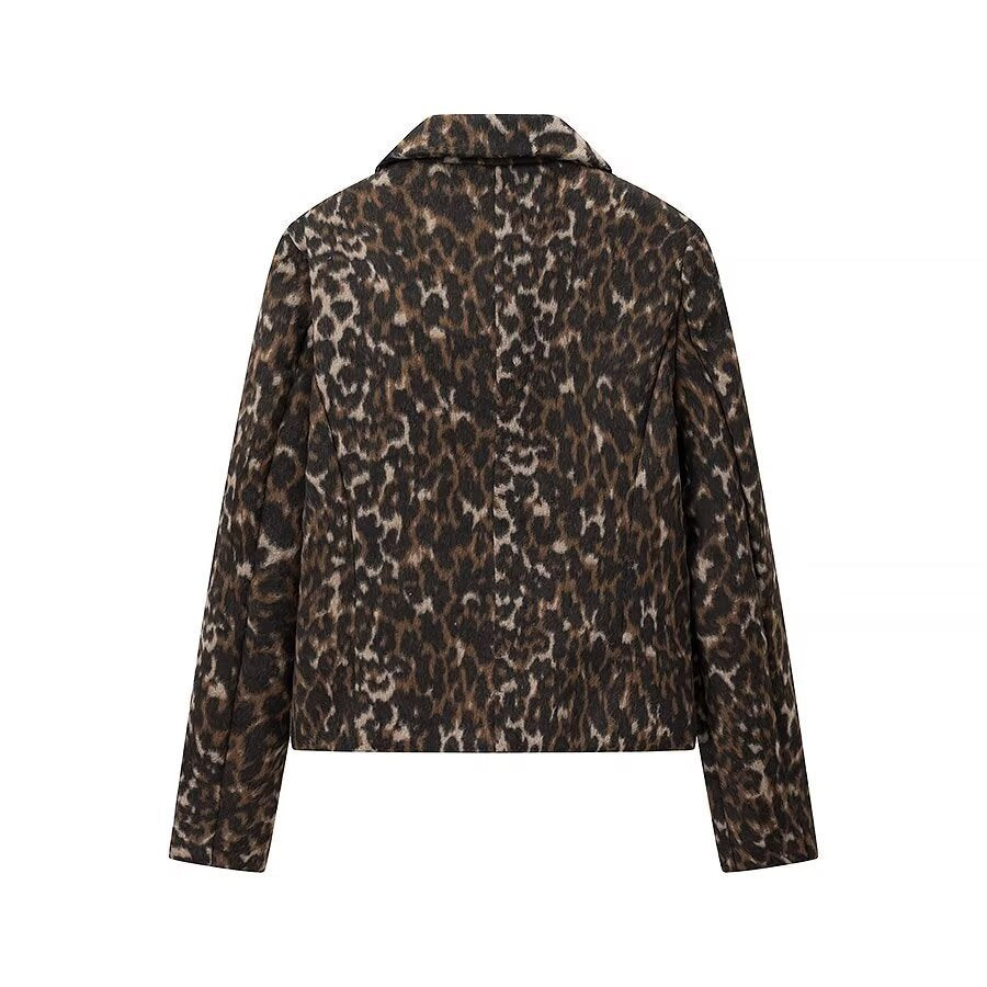 Manteau court féminin à la mode avec motif léopard Chic & Stil