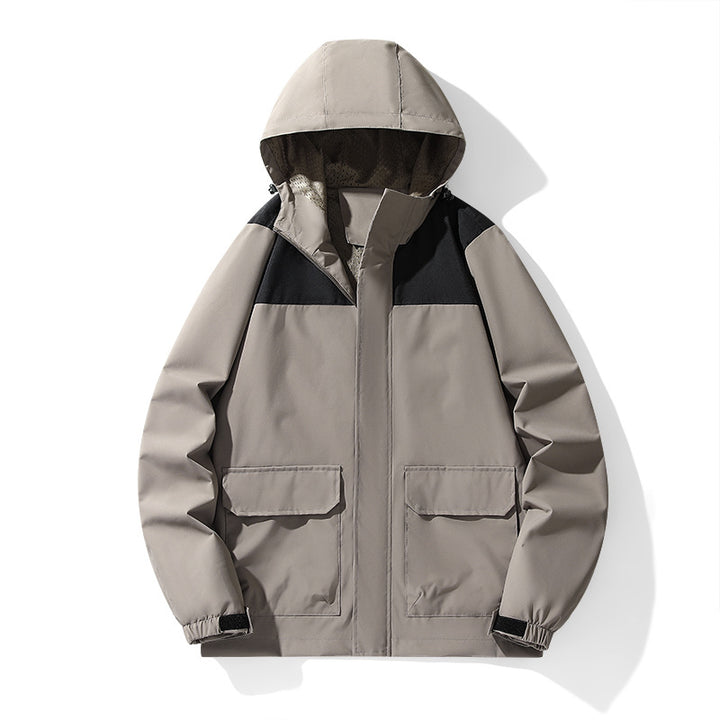 Men's Minimalist Hooded Field Jacket with Concealed Zipper and Large Flap Pockets Amarae