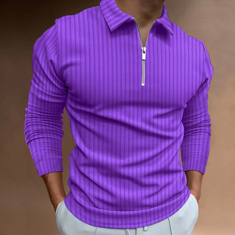 Men's long sleeve polo with trendy zip closure Lune London